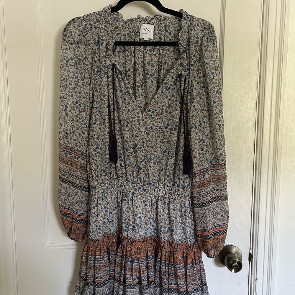 Misa Los Angeles Black and White V-Neck Sundress